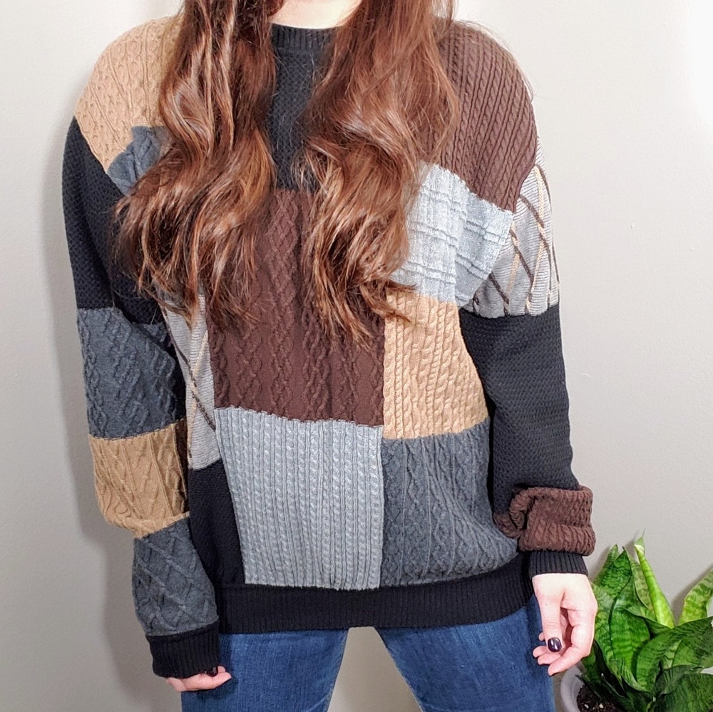 Oversized Cotton Multi-Textured Knit Sweater